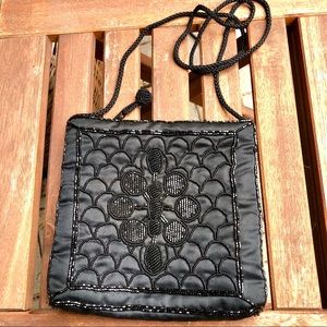 Vintage Satin Beaded Evening Bag